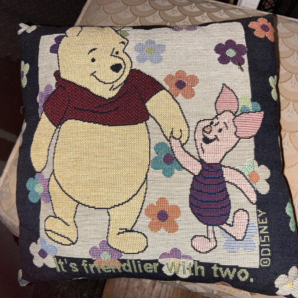 Pooh and piglet square throw pillow